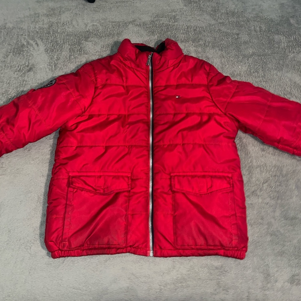 14-16 Large Tommy Hilfiger Puffer Jacket Red 🔴 Worn Once No Wears Or Tears